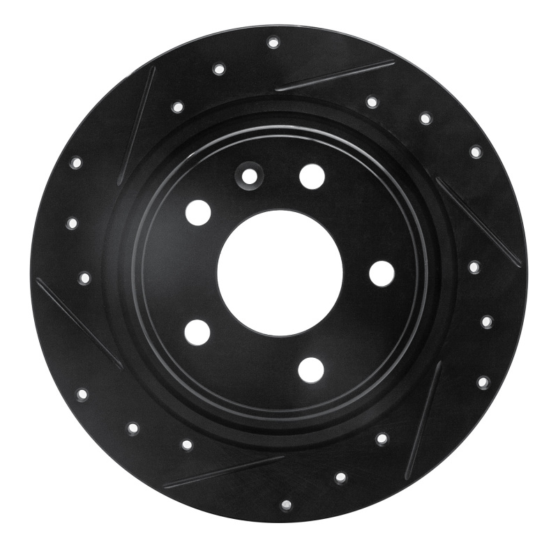 Buick Verano Brake Rotor (1) - Rear Left - R1 Concepts - Drilled & Slotted - Black - `11-`19